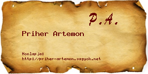 Priher Artemon névjegykártya